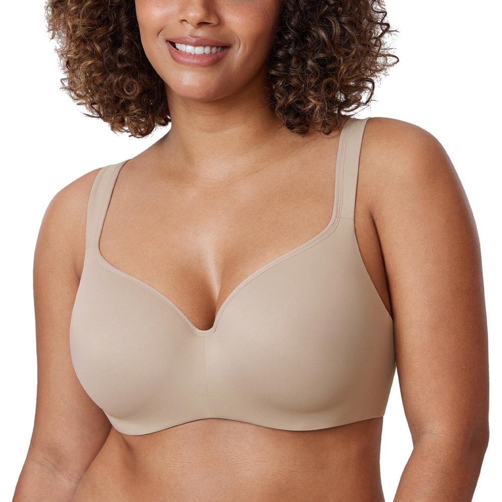 image:imageDELIMIRA Womens Balconette Bra Full Coverage Plus Size Tshirt Underwire Back Smoothing Seamless BrasBuilding Grey