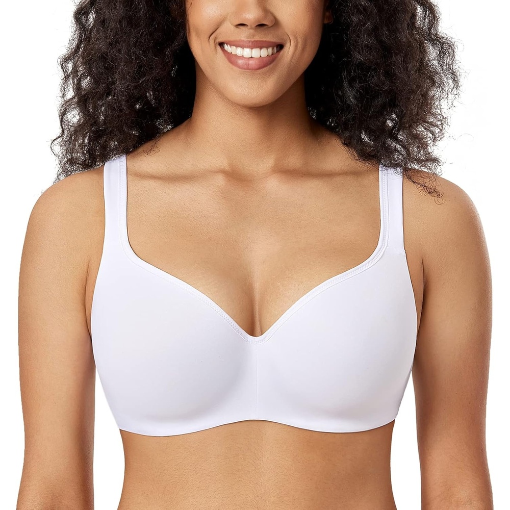 image:imageDELIMIRA Womens Balconette Bra Full Coverage Plus Size Tshirt Underwire Back Smoothing Seamless BrasWhite