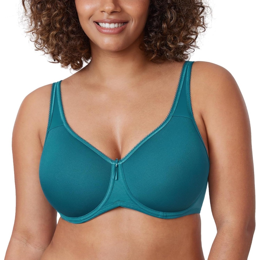 image:imageDELIMIRA Womens Seamless Tshirt Bras Plus Size Full Coverage Underwire Lightly Lined Bra Up to FBorealis Green