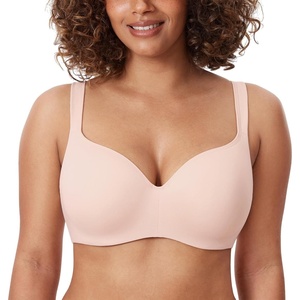 image:imageDELIMIRA Womens Balconette Bra Full Coverage Plus Size Tshirt Underwire Back Smoothing Seamless BrasApricot Pink