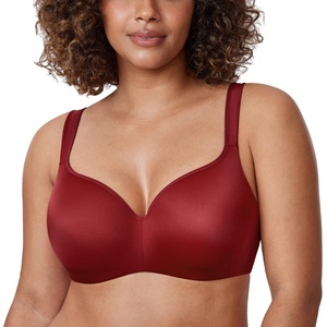 image:imageDELIMIRA Womens Balconette Bra Full Coverage Plus Size Tshirt Underwire Back Smoothing Seamless BrasRed Revelry