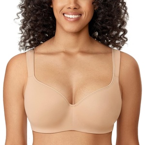 image:imageDELIMIRA Womens Balconette Bra Full Coverage Plus Size Tshirt Underwire Back Smoothing Seamless BrasTaupe Tan