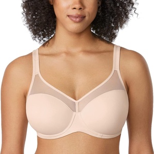image:imageDELIMIRA Womens Full Coverage Bras Underwire Lightly Padded Plus Size Supportive Tshirt Sheer BraBeige