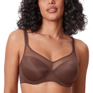 image:imageDELIMIRA Womens Full Coverage Bras Underwire Lightly Padded Plus Size Supportive Tshirt Sheer BraBrown Violet