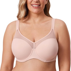 image:imageDELIMIRA Womens Full Coverage Bras Underwire Lightly Padded Plus Size Supportive Tshirt Sheer BraGentle Rose