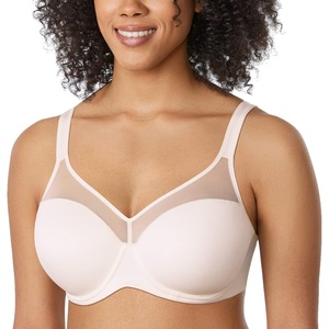 image:imageDELIMIRA Womens Full Coverage Bras Underwire Lightly Padded Plus Size Supportive Tshirt Sheer BraRose White