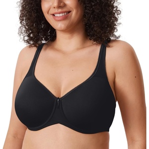 image:imageDELIMIRA Womens Seamless Tshirt Bras Plus Size Full Coverage Underwire Lightly Lined Bra Up to FBlack