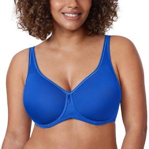 image:imageDELIMIRA Womens Seamless Tshirt Bras Plus Size Full Coverage Underwire Lightly Lined Bra Up to FSparkle Blue