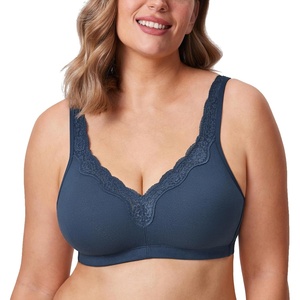image:imageDELIMIRA Womens Wireless Plus Size Full Coverage Lace Bra Cotton Unlined ComfortableSargasso