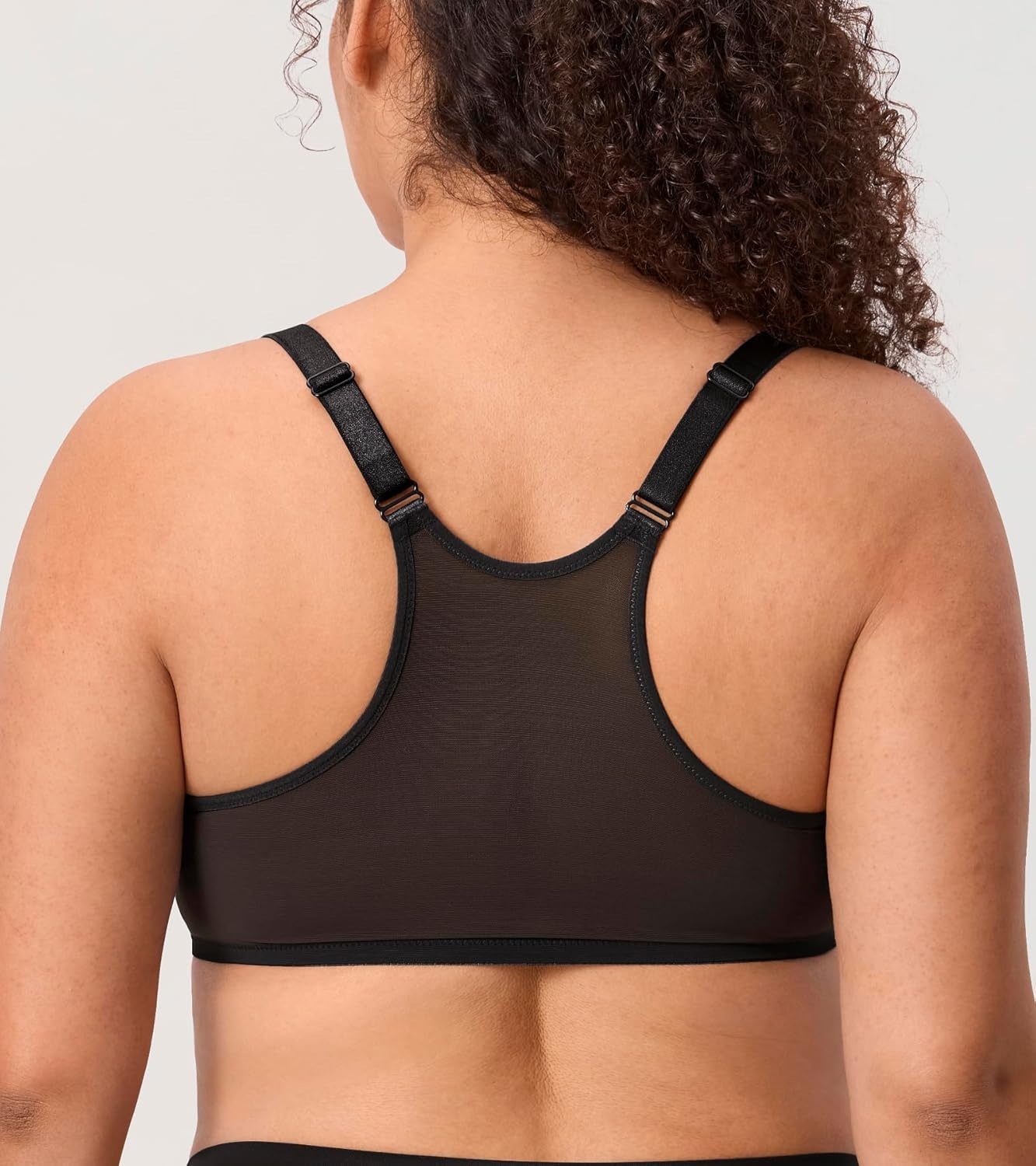 image:imageDELIMIRA Womens Front Closure Lace Racerback Plus Size Full Coverage Underwire Unlined BraBlack