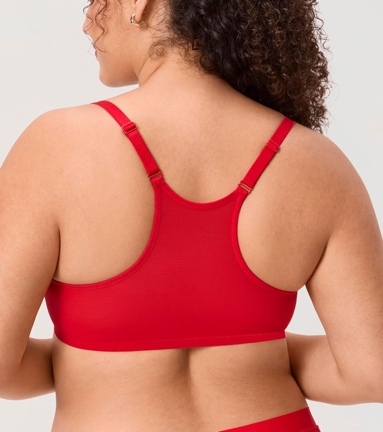 image:imageDELIMIRA Womens Front Closure Lace Racerback Plus Size Full Coverage Underwire Unlined BraLipstick Red