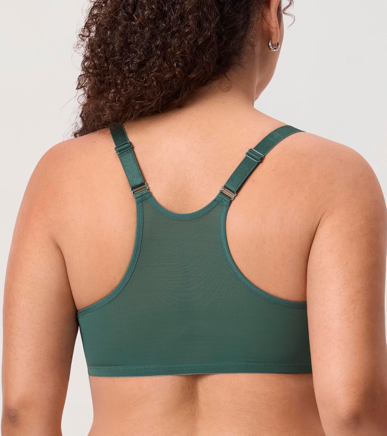 image:imageDELIMIRA Womens Front Closure Lace Racerback Plus Size Full Coverage Underwire Unlined BraMidnight Emerald