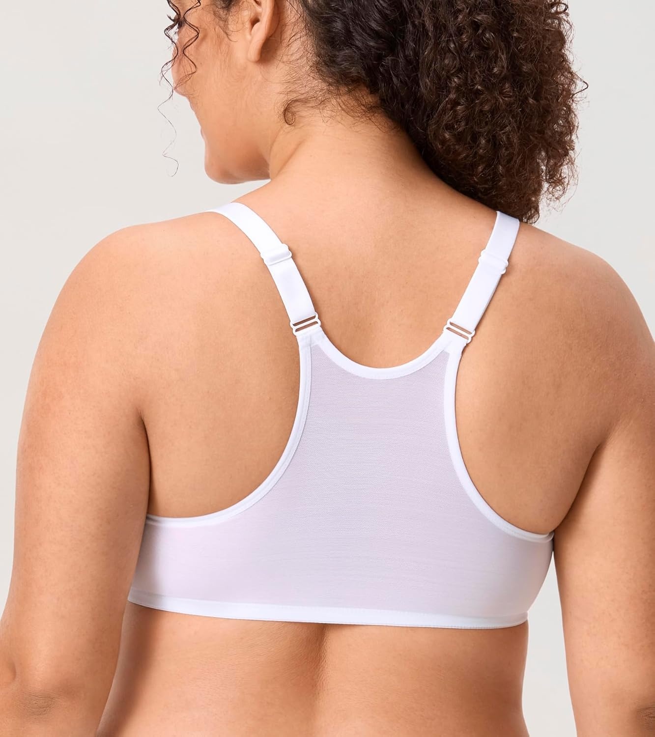 image:imageDELIMIRA Womens Front Closure Lace Racerback Plus Size Full Coverage Underwire Unlined BraWhite