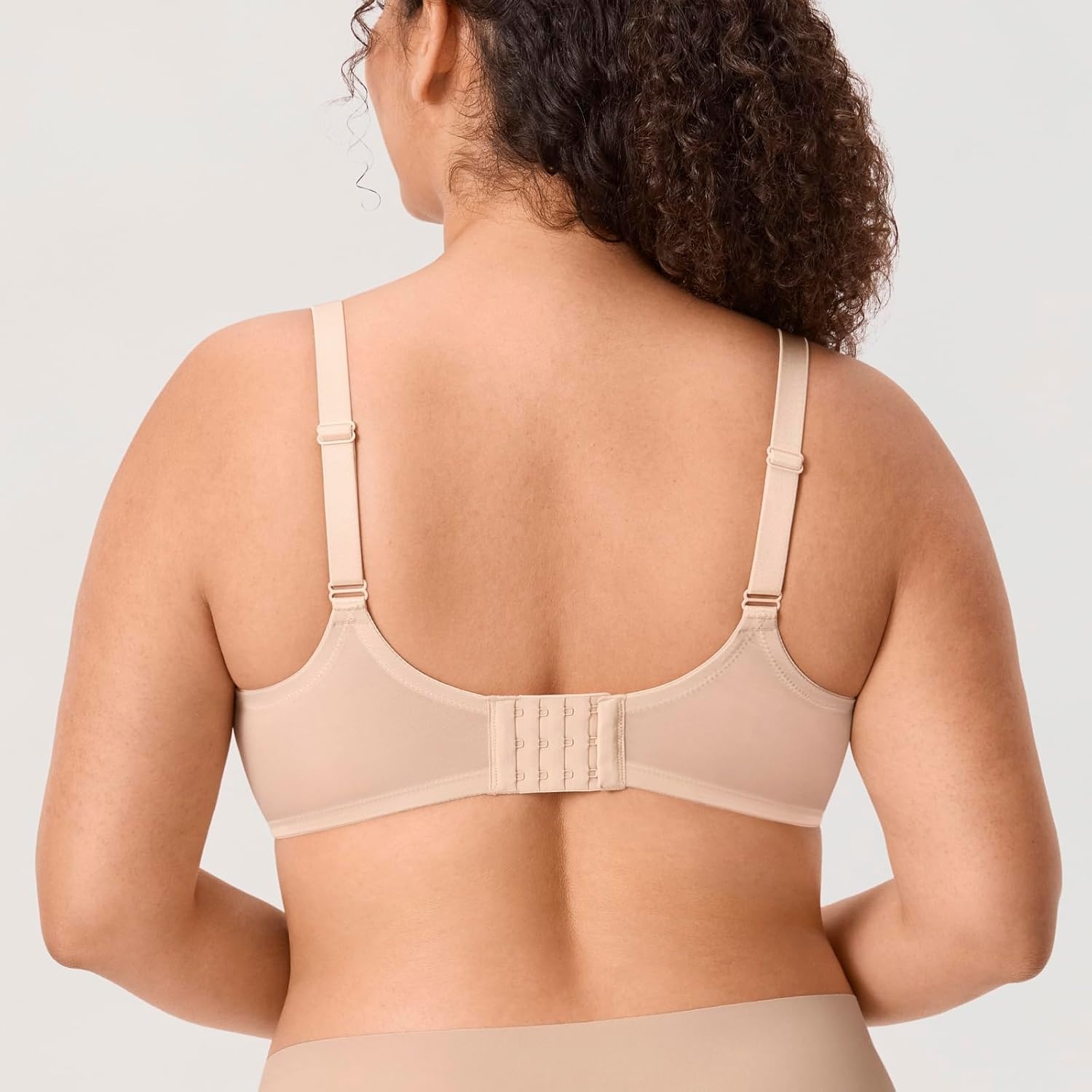 image:imageDELIMIRA Womens Lace Full Coverage Bra Plus Size Underwire Unlined Sheer Mesh Sexy No Padding BrasBeige
