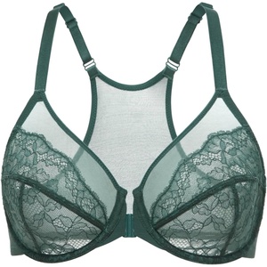 image:imageDELIMIRA Womens Front Closure Lace Racerback Plus Size Full Coverage Underwire Unlined BraMidnight Emerald