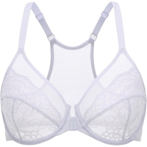 image:imageDELIMIRA Womens Front Closure Lace Racerback Plus Size Full Coverage Underwire Unlined BraWhite